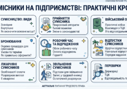 Сумісники на підприємстві 2026: види, споріднення, як визначити основне чи сумісництво, Прийняття сумісника, в тому числі внутрішнього, Бронювання сумісників: окрема тема, Військовий облік сумісників: практичні кейси, Відпустки, Лікарняні, Звільнення, Робочий час, Відрядження сумісників, Перевірки Держпраці та ТЦК щодо сумісників